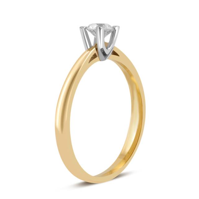 Помолвочное кольцо из комбинированного золота с бриллиантом (038842)