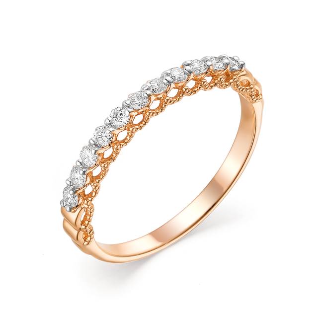 Кольцо из красного золота с бриллиантами (042044)