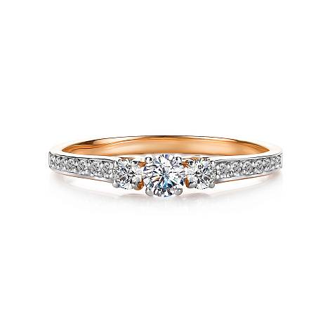 Помолвочное кольцо из красного золота с бриллиантами (053650)