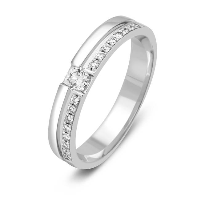 Обручальное кольцо с бриллиантами из белого золота (014446)