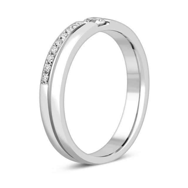 Обручальное кольцо с бриллиантами из белого золота (014446)