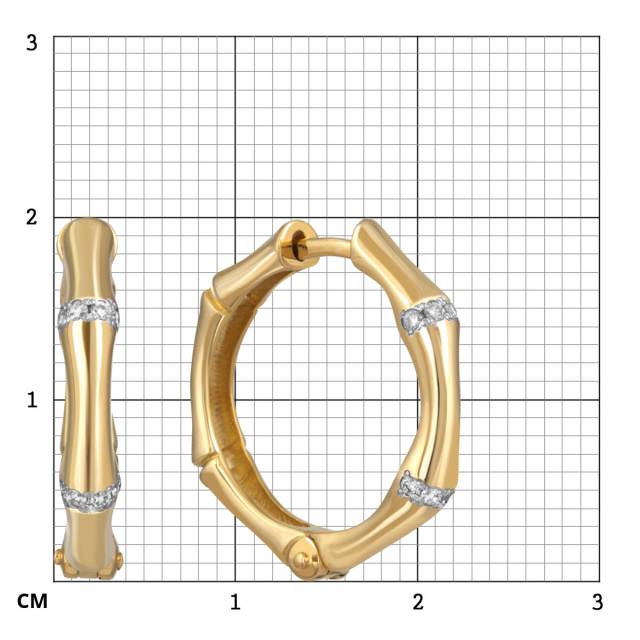 Серьги конго из жёлтого золота с бриллиантами (053821)