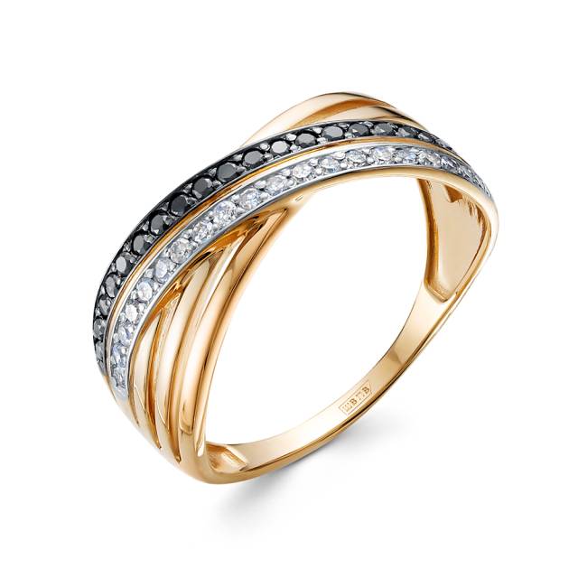 Кольцо из красного золота с бриллиантами (054200)