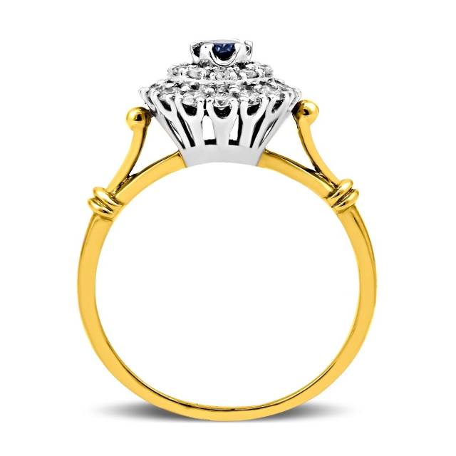 Кольцо из комбинированного золота с бриллиантами и сапфиром (018617)