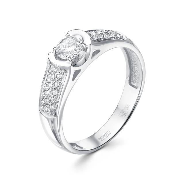 Помолвочное кольцо из белого золота с бриллиантами (044406)