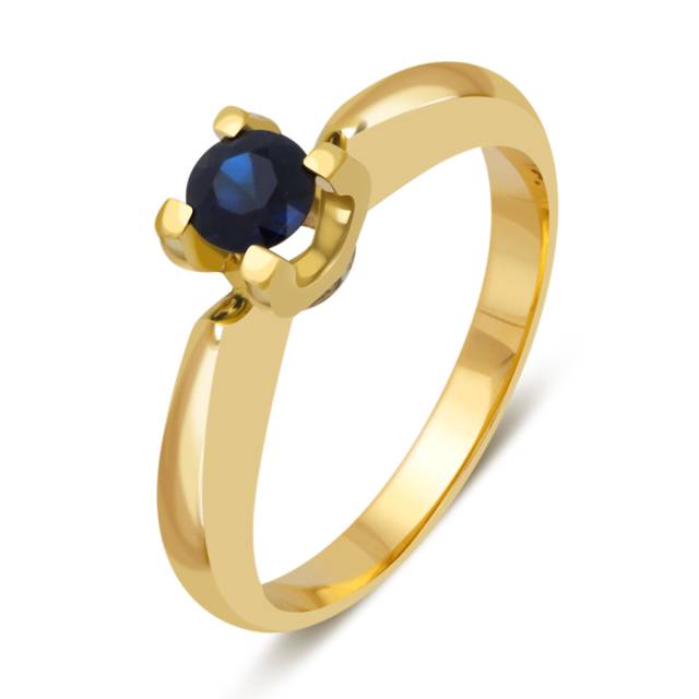 Помолвочное кольцо из жёлтого золота с бриллиантами и сапфиром (040345)