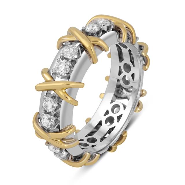 Кольцо из комбинированного золота с бриллиантами (044904)