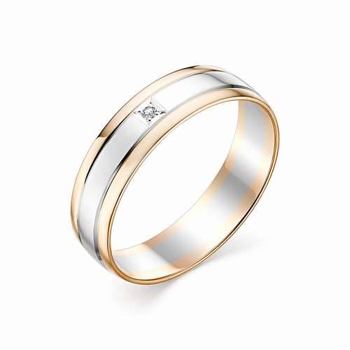 Обручальное кольцо из комбинированного золота с бриллиантом (033020)