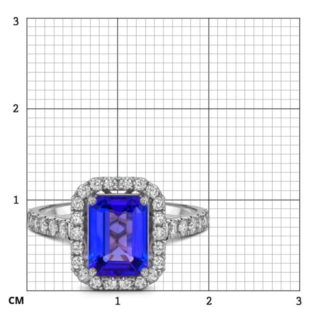 Кольцо из белого золота с бриллиантами и танзанитом (055105)