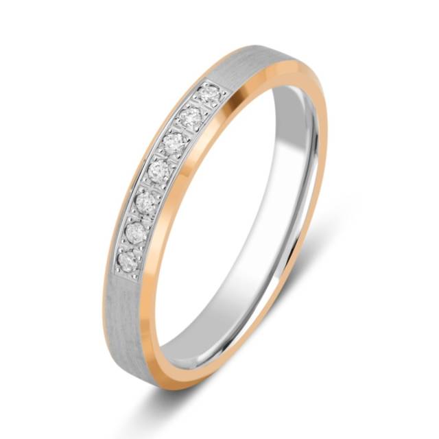 Обручальное кольцо из комбинированного золота с бриллиантами (028744)