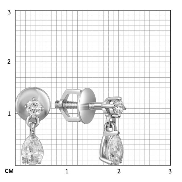 Серьги пусеты из белого золота с бриллиантами (051648)