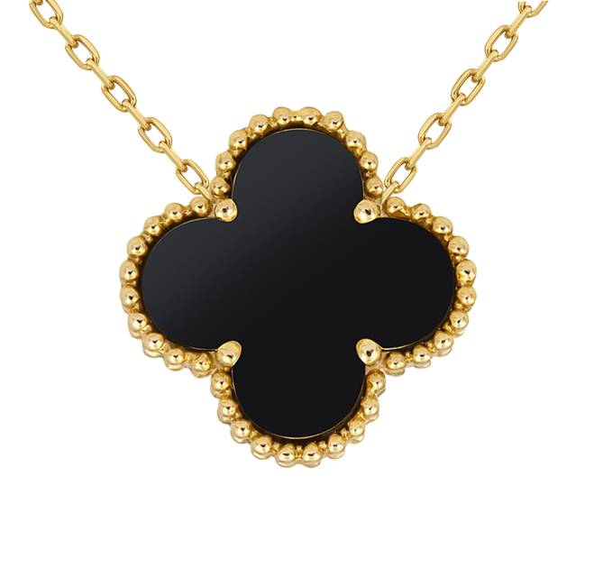 Колье из жёлтого золота с ониксом (057834)