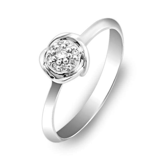 Помолвочное кольцо из белого золота с бриллиантами (023842)
