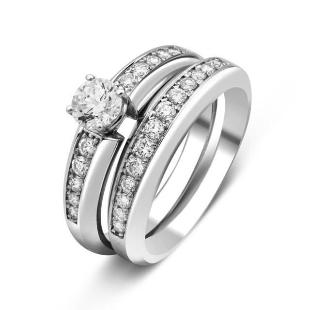 Помолвочное кольцо из белого золота с бриллиантами (025395)