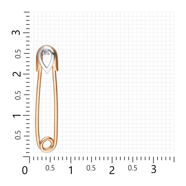 Брошь "булавка" из красного золота с бриллиантом  (050579)