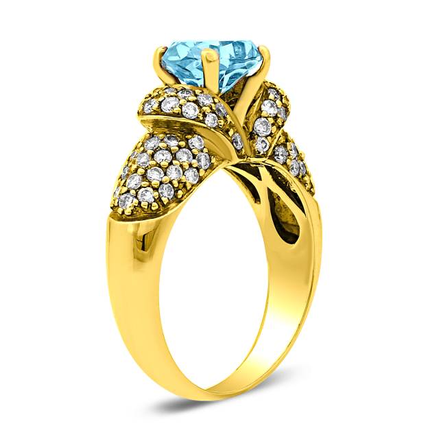 Кольцо из жёлтого золота с бриллиантами и топазом (017533)