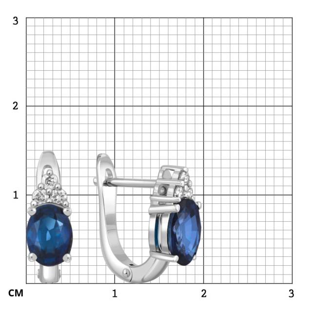 Серьги из белого золота с бриллиантами и сапфирами (048918)