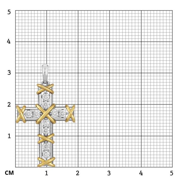 Кулон крест из комбинированного золота с бриллиантами (045934)