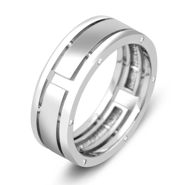 Обручальное кольцо из белого золота с бриллиантами (015937)