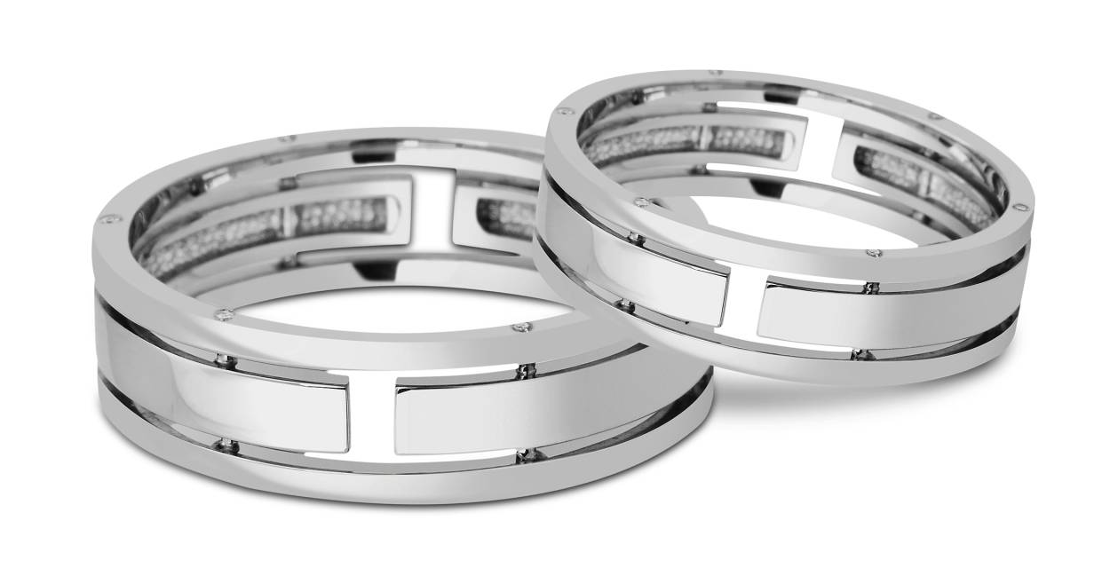 Обручальное кольцо из белого золота с бриллиантами (015937)