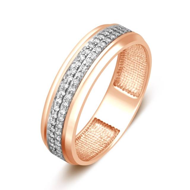 Обручальное кольцо из красного золота с бриллиантами (024007)