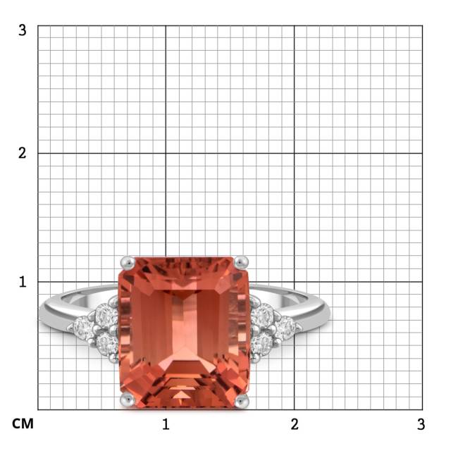 Кольцо из белого золота с бриллиантами и турмалином (050806)