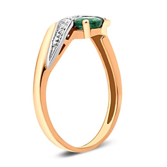 Кольцо из комбинированного золота с бриллиантами и изумрудом (018419)
