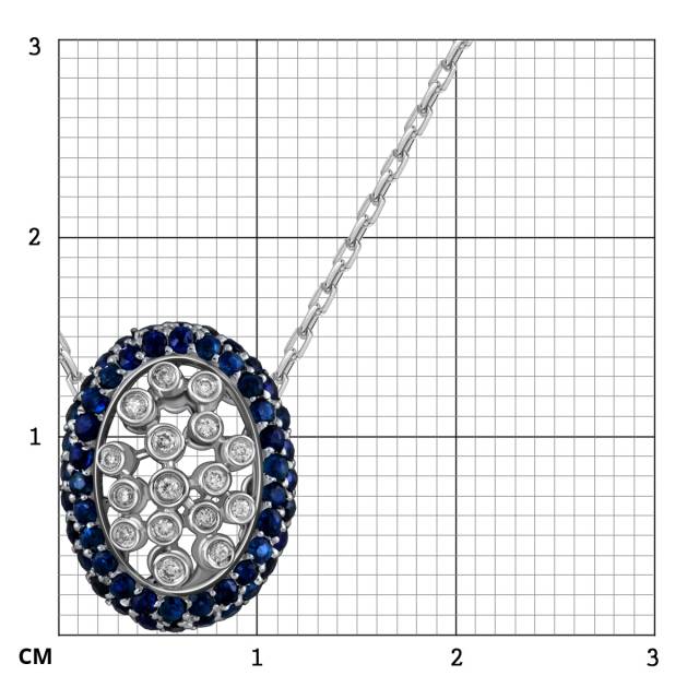 Колье из белого золота с бриллиантами и сапфирами (063571)