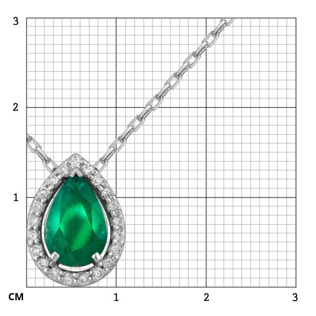 Колье из белого золота с бриллиантами и изумрудом (055107)