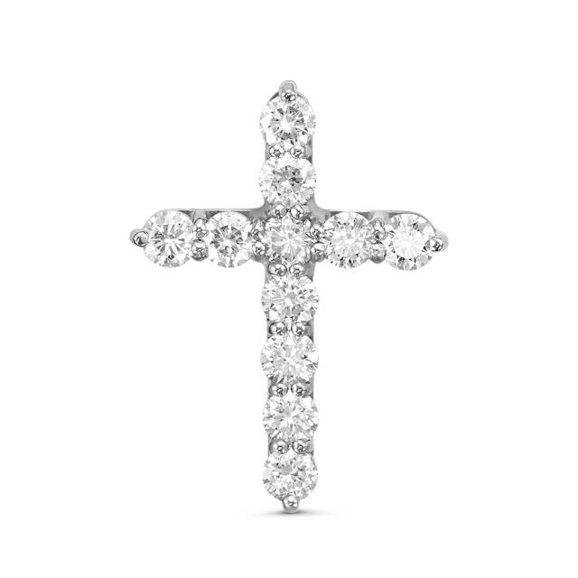 Кулон крест из белого золота с бриллиантами  (055034)