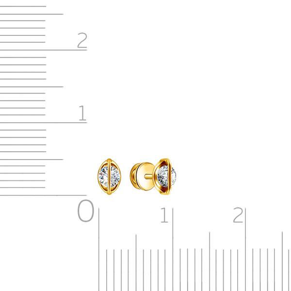 Серьги пусеты из жёлтого золота "Танцующий бриллиант" (047697)