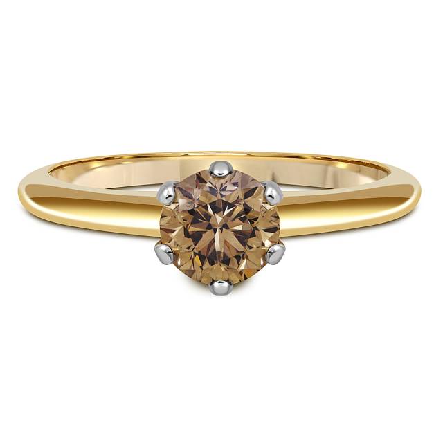 Помолвочное кольцо из жёлтого золота с коричневым бриллиантом (053456)