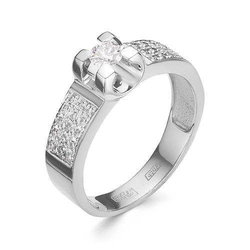 Помолвочное кольцо из белого золота с бриллиантами (043026)