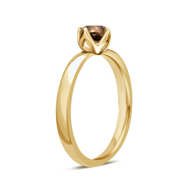 Помолвочное  кольцо из жёлтого золота с бриллиантом Fancy brown (048169)