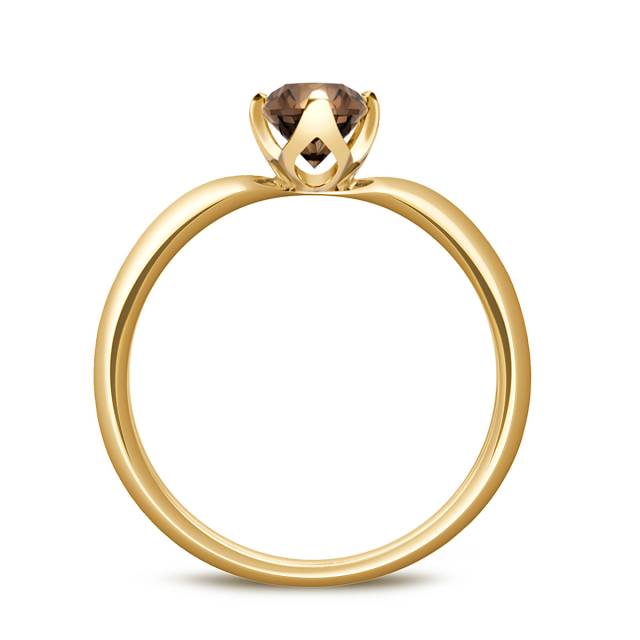 Помолвочное  кольцо из жёлтого золота с бриллиантом Fancy brown (048169)
