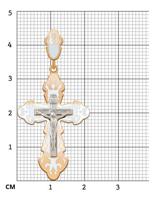 Кулон крест из красного золота с эмалью (038540)