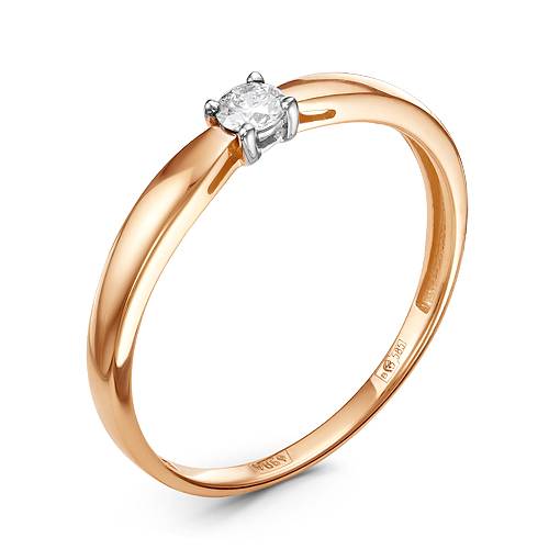 Помолвочное кольцо из красного золота с бриллиантом (043834)