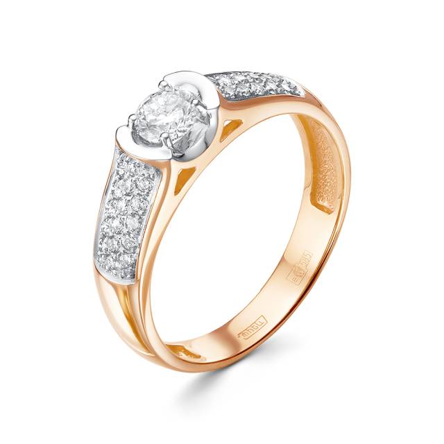 Помолвочное кольцо из комбинированного золота с бриллиантами (044399)
