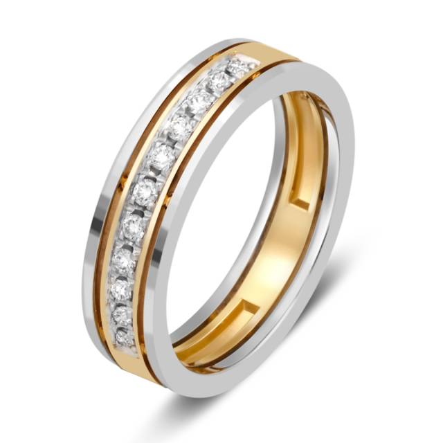 Обручальное кольцо из комбинированного золота с бриллиантами (038009)