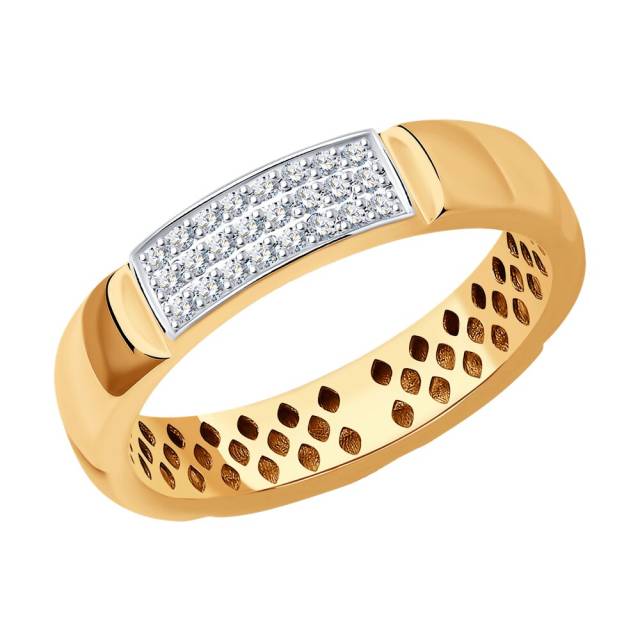 Кольцо из красного золота с бриллиантами (048535)