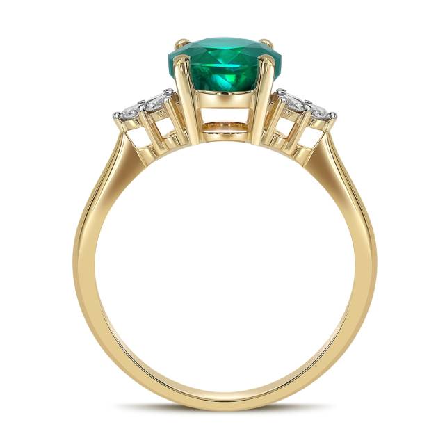 Кольцо из жёлтого золота с бриллиантами и изумрудом (063689)