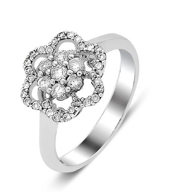 Кольцо из белого золота с бриллиантами (016828)