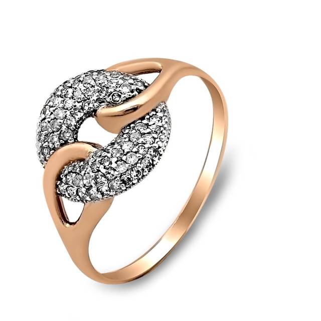 Кольцо из красного золота с бриллиантами (028473)