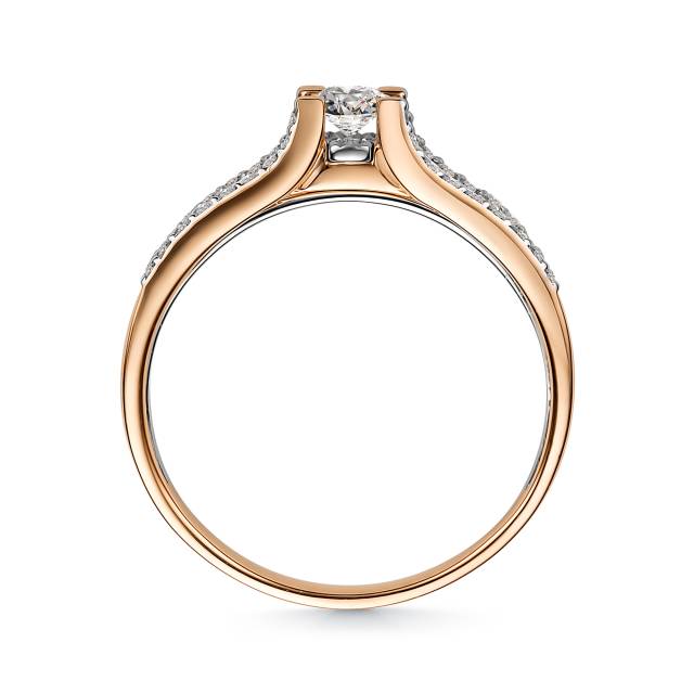 Помолвочное кольцо из красного золота с бриллиантами (048338)