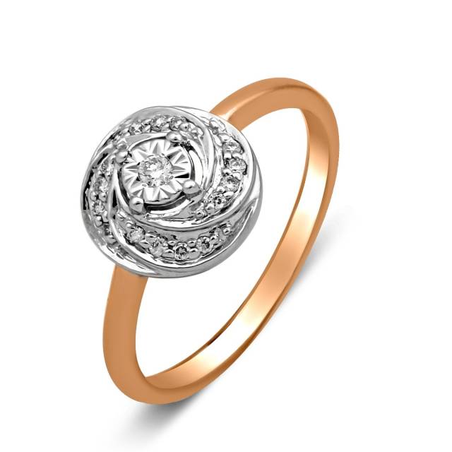 Кольцо из комбинированного золота с бриллиантами (025907)