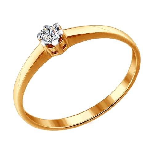 Помолвочное кольцо из красного золота с бриллиантом (029582)