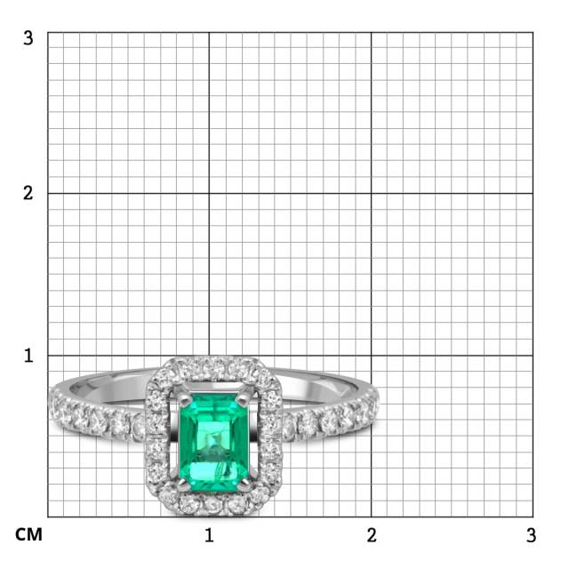 Кольцо из белого золота с бриллиантами и изумрудом (052559)