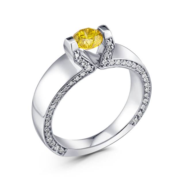 Кольцо из белого золота с бриллиантами (050025)