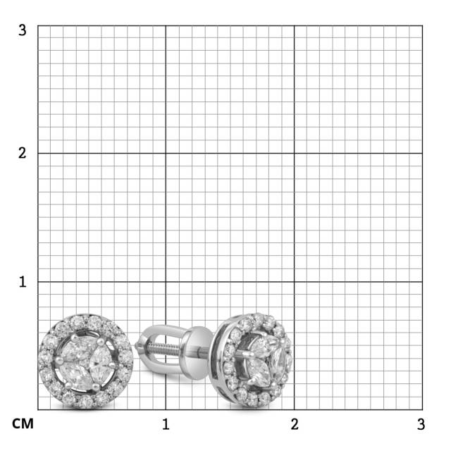 Серьги пусеты из белого золота с бриллиантами (048435)