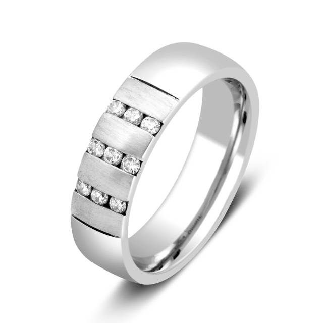 Обручальное кольцо из белого золота с бриллиантами Tiamo (000106)